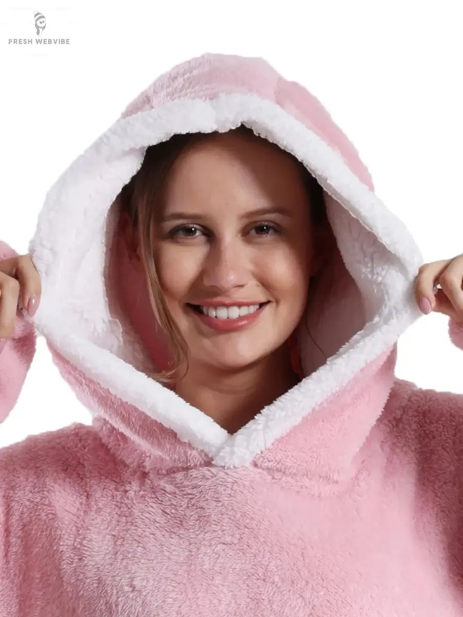 Extra Long Wearable Blankets Winter Flannel Hooded Blanket with Full Sleeves Men Women Cozy Soft Throw Adult TV Blanket