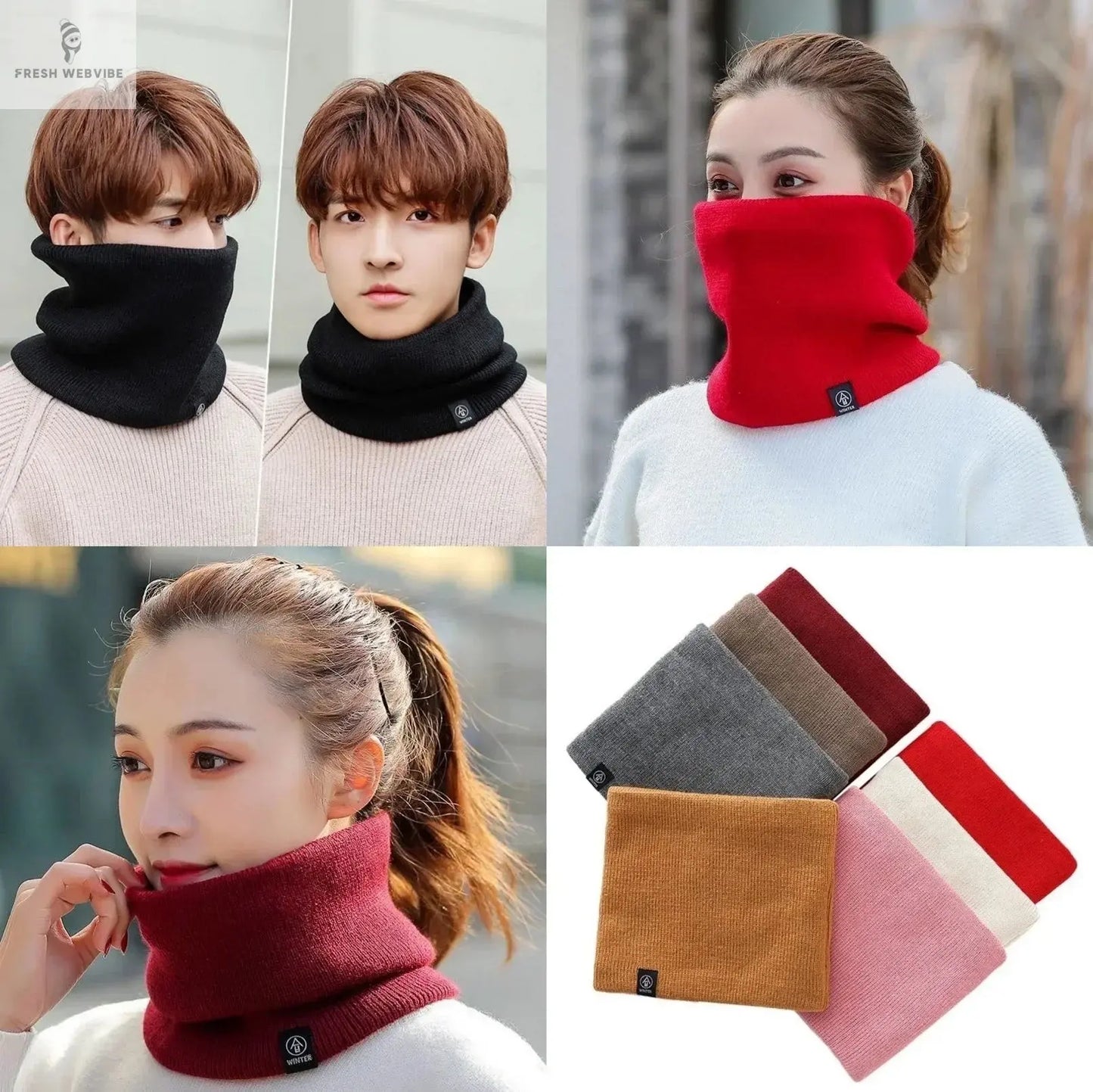 Fashion Soft Knitted Neck Warmer Sports Scarf Women Men Face Cover Winter Skating Running Hiking Scarves Thick Cold-proof Collar Fresh webvibe