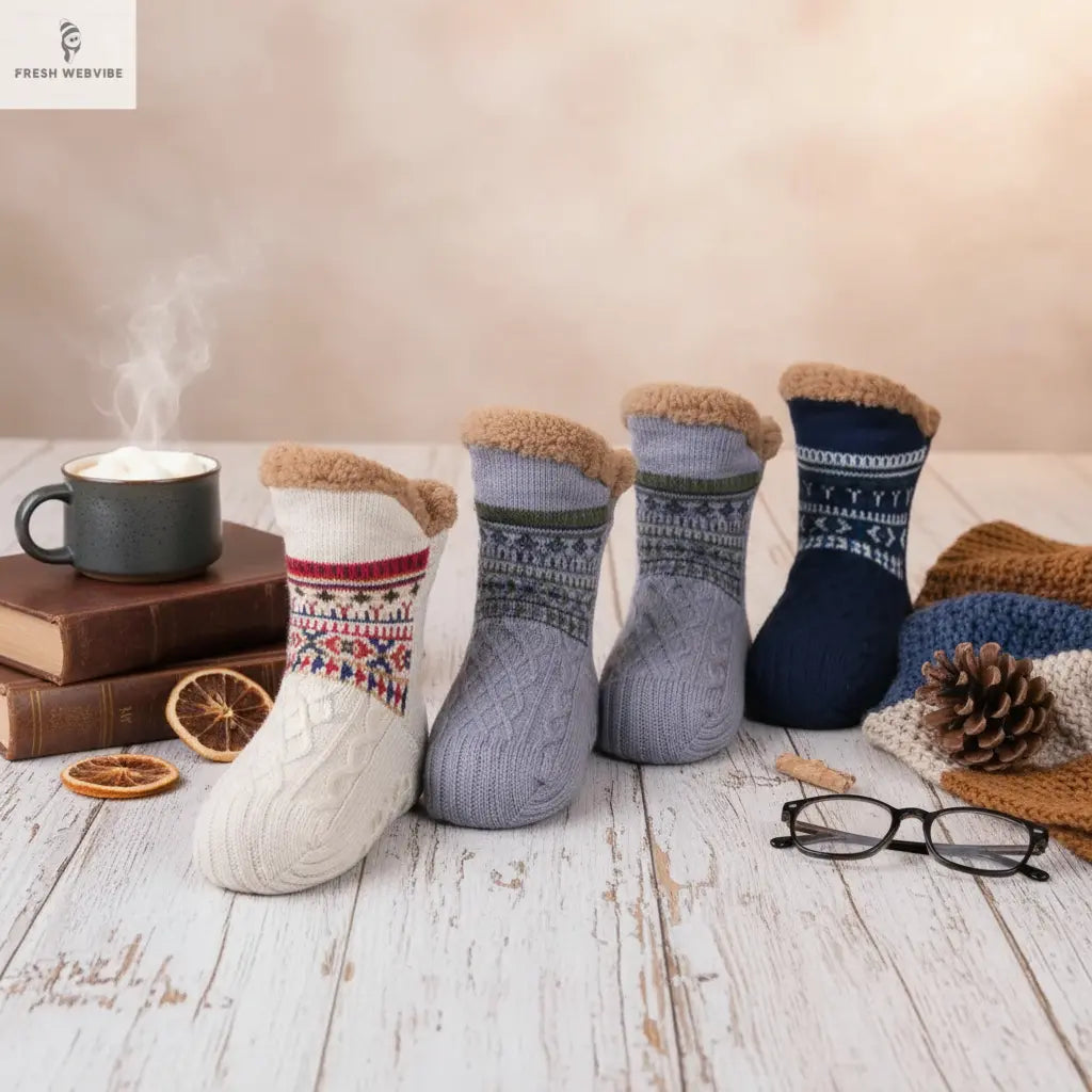 Chaussettes d'automne et d'hiver pour la maison, chaudes pour femmes et hommes, chaussettes de neige, chaussettes de nuit, chaussettes chaussons, chaussettes de yoga antidérapantes pour hommes 2025 Fresh webvibe